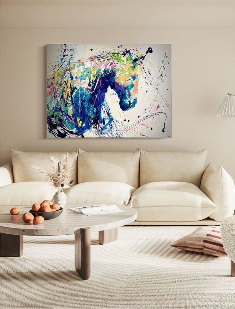 Original Colorful Horse Painting On Canvas Large Abstract Animal Acrylic Painting Modern Wall Art Living Room Decor