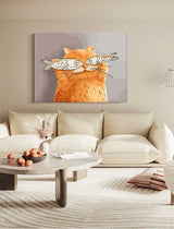 Modern Abstract Animal Oil Painting On Canvas Cute Cats Painting Wall Art Living Room Decor