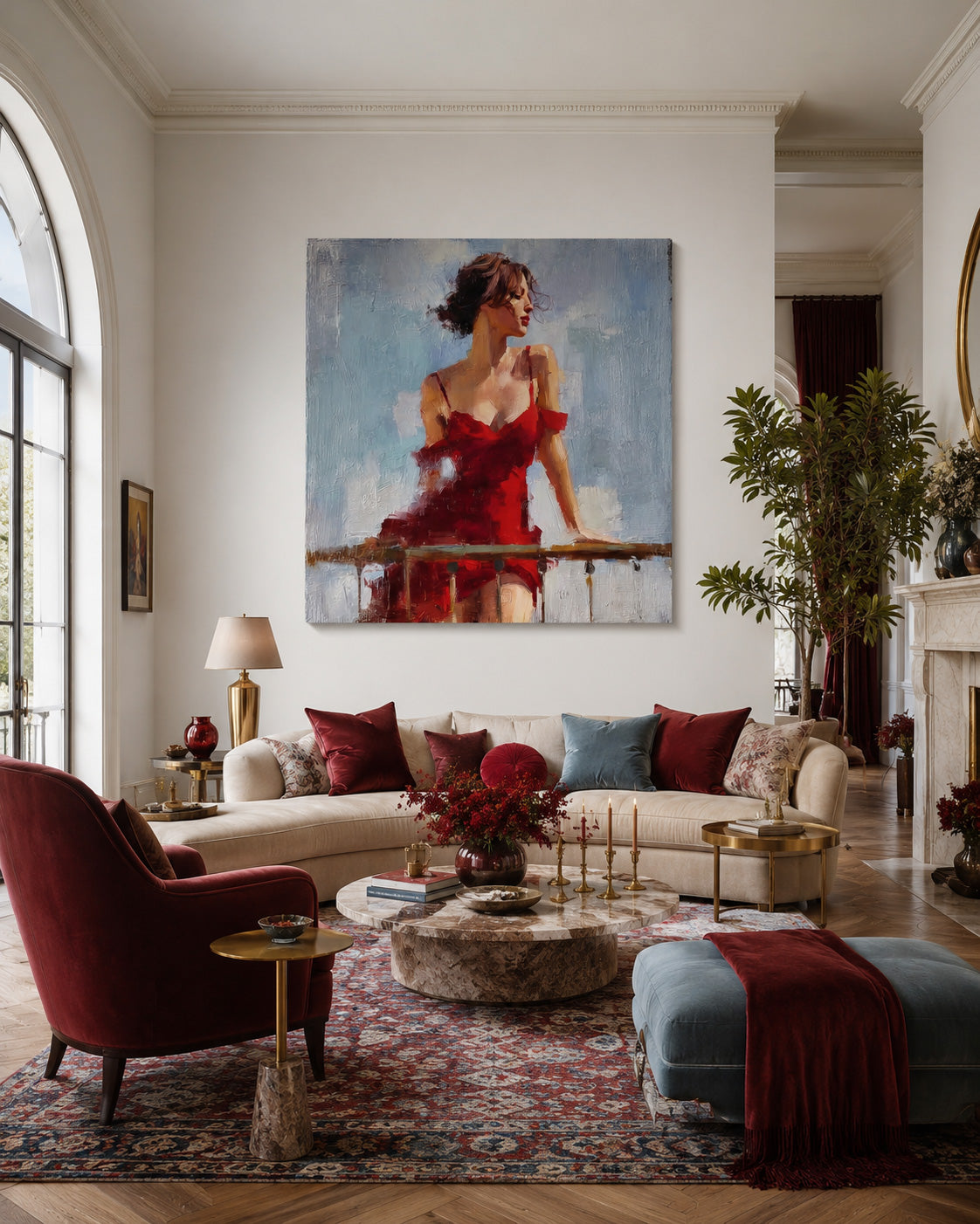 Expressive Female Figure Art With Textured Brushstrokes Square Canvas