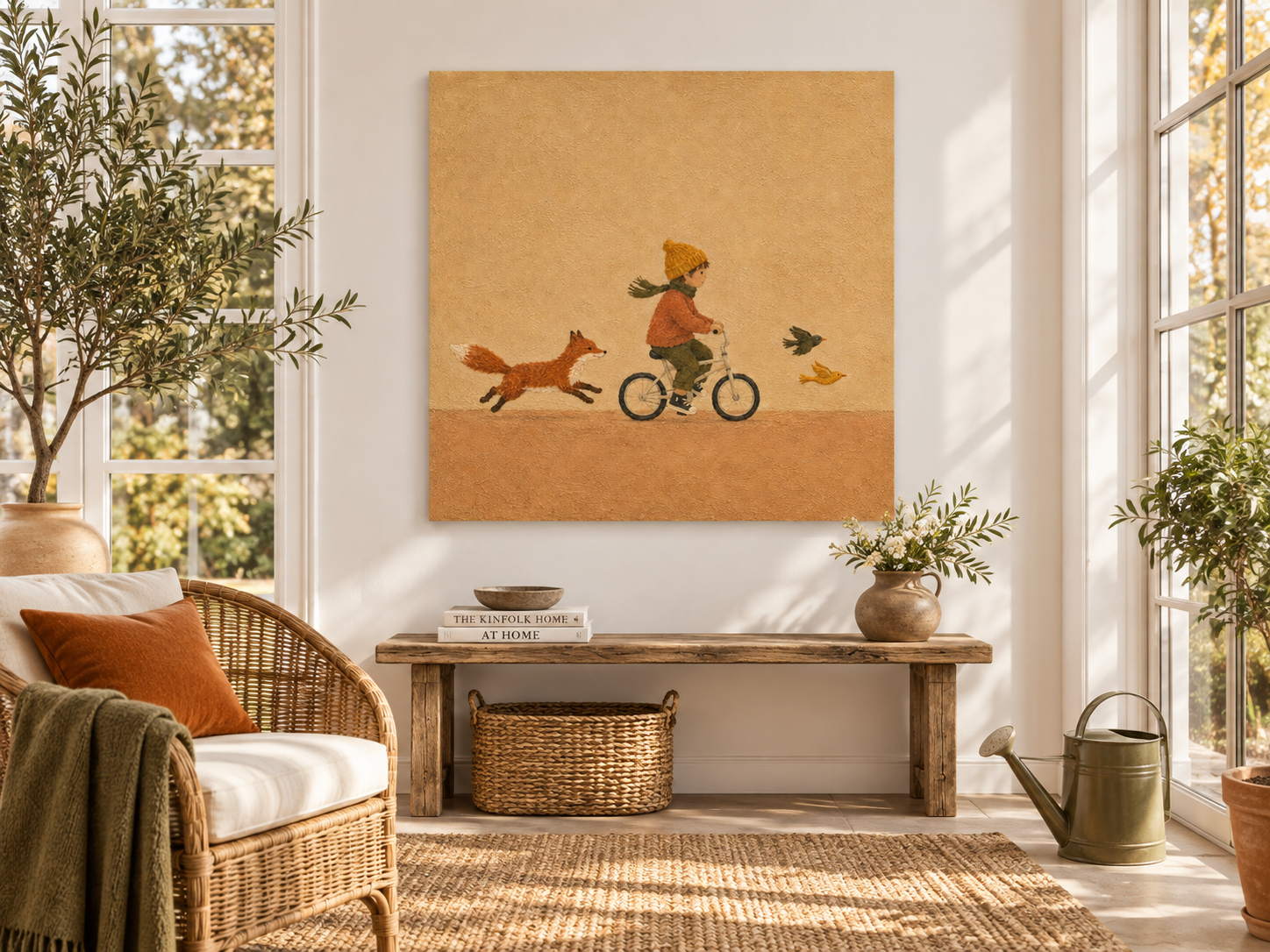 Whimsical Storybook Art For Kids Room Modern Nursery Wall Decor Beige