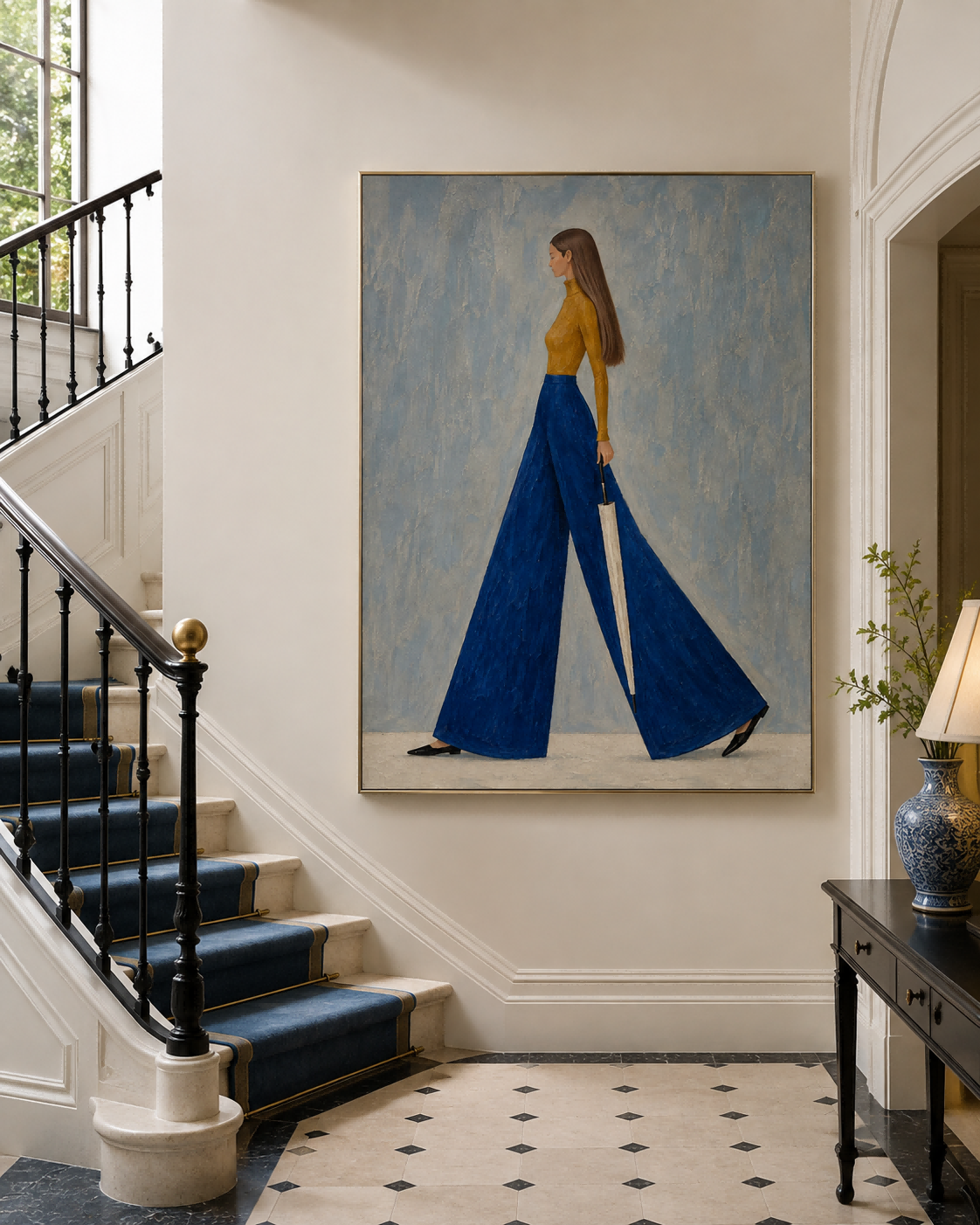 Abstract Figure Painting With Textured Background Original Art