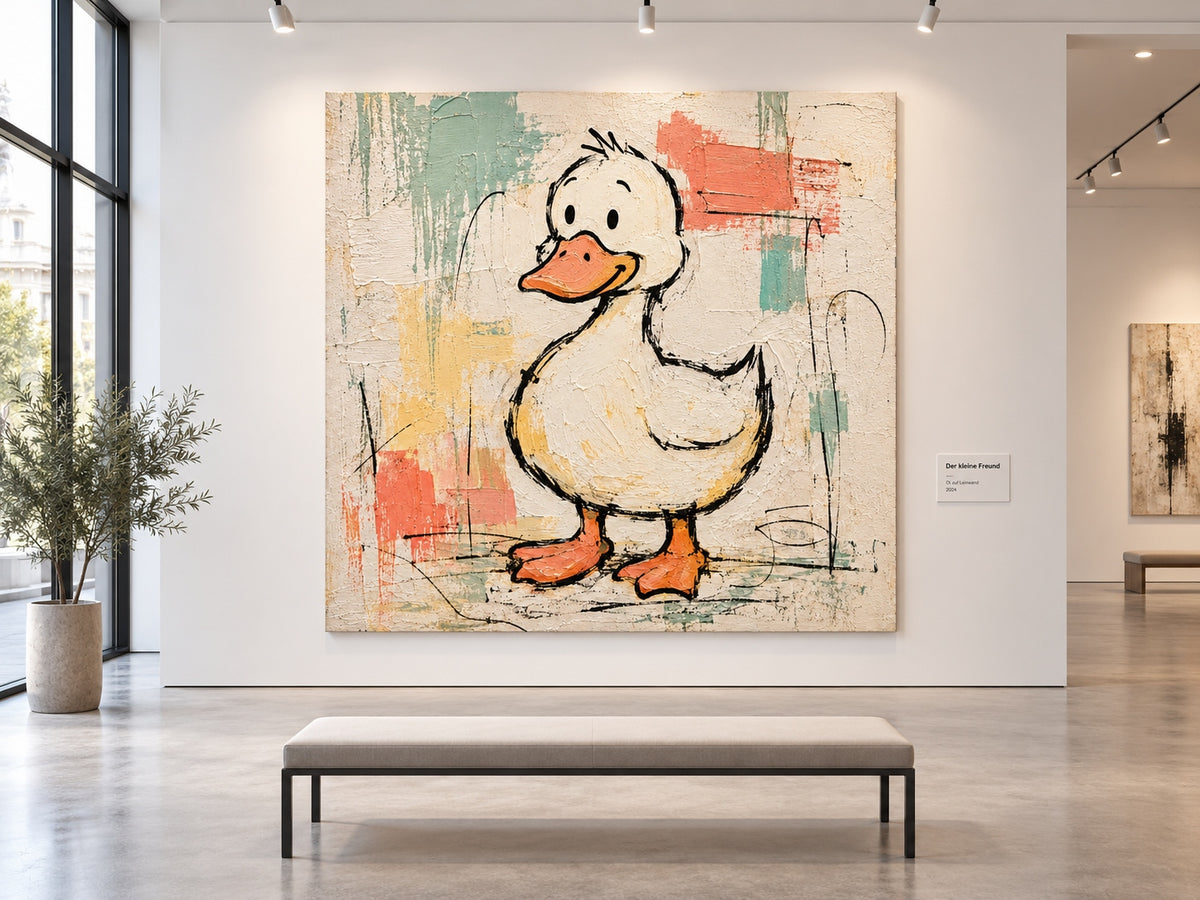 Abstract Graffiti Duck Painting Textured Modern Art For Playful Interiors