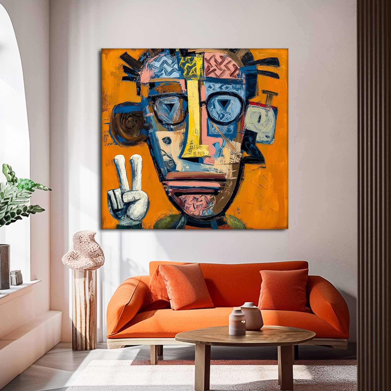 Large People Wall Art Abstract Portrait Oil Painting On Canvas Original Lovely Boy Painting For Living Room