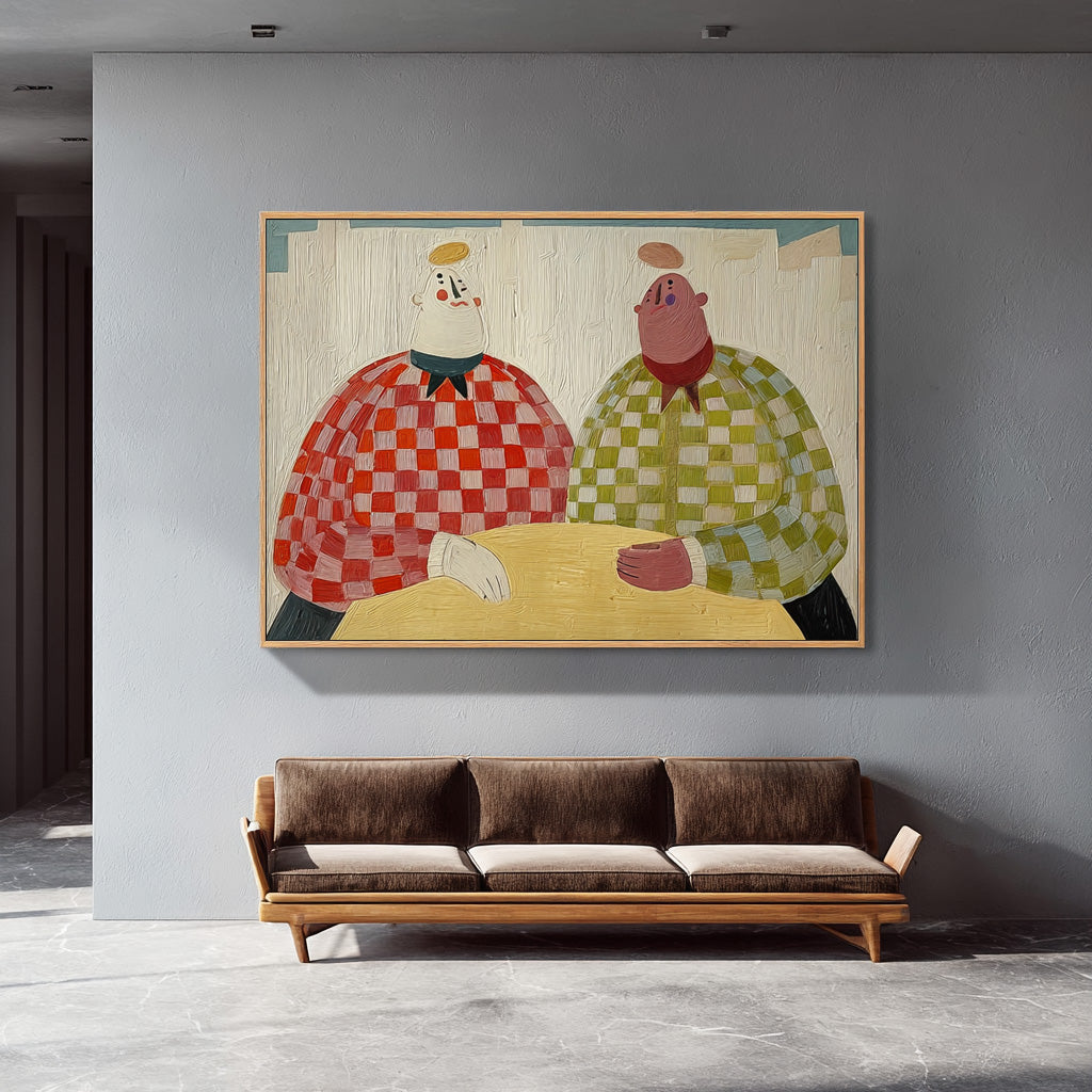 Large Brothers Portrait Wall Art  Figure Oil Painting Original Textured People Painting Canvas Home Decor
