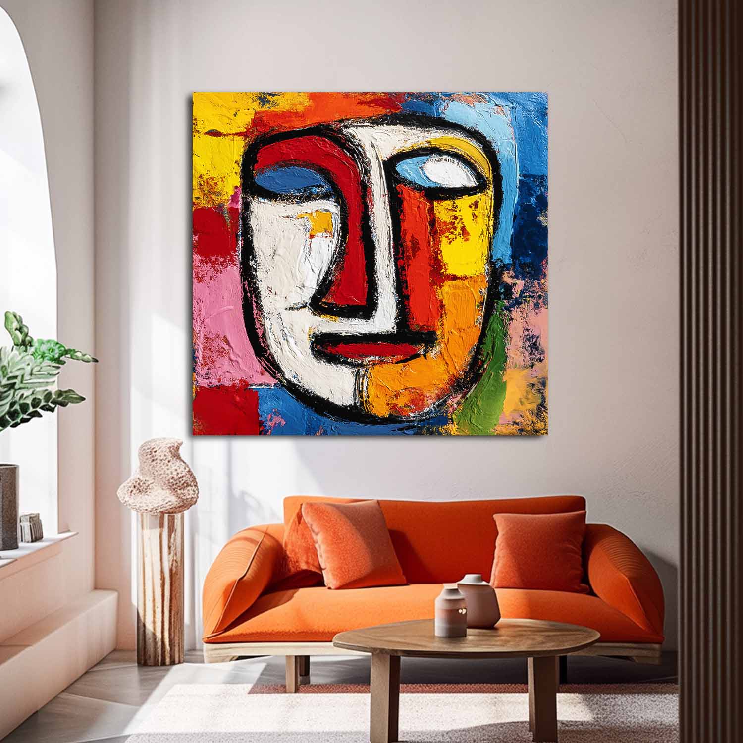 Large People Wall Art Abstract Portrait Oil Painting On Canvas Original Colorful Face Painting