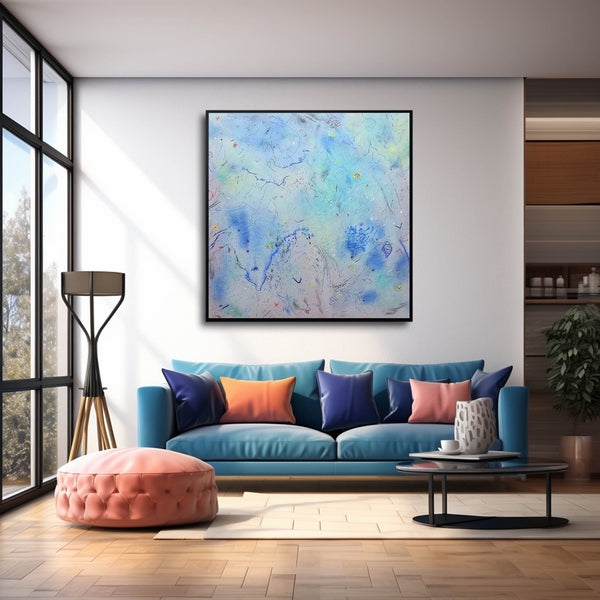 Blue Original Large Abstract Acrylic Painting On Canvas Abstract Graffiti Oil Painting Modern Wall Art Home Decoration