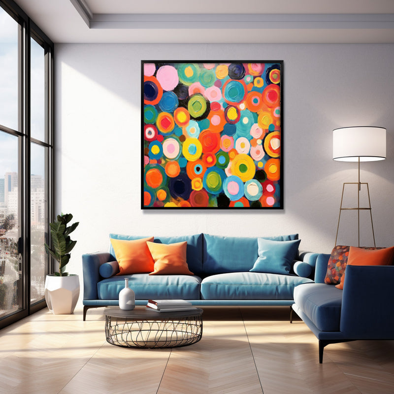 Large Abstract Acrylic Painting On Canvas Colorful Abstract Oil Painting Original Circle Modern Wall Art Home Decor