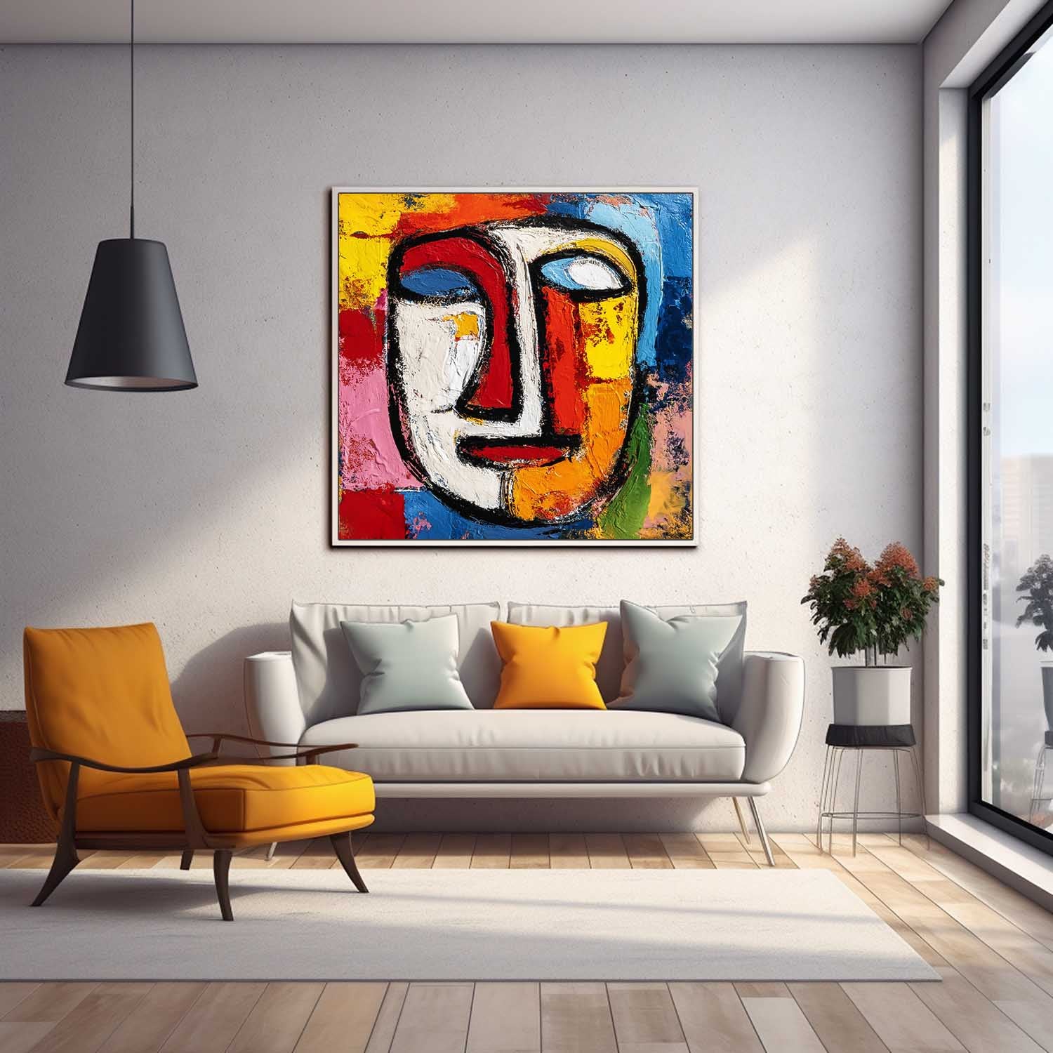 Large People Wall Art Abstract Portrait Oil Painting On Canvas Original Colorful Face Painting