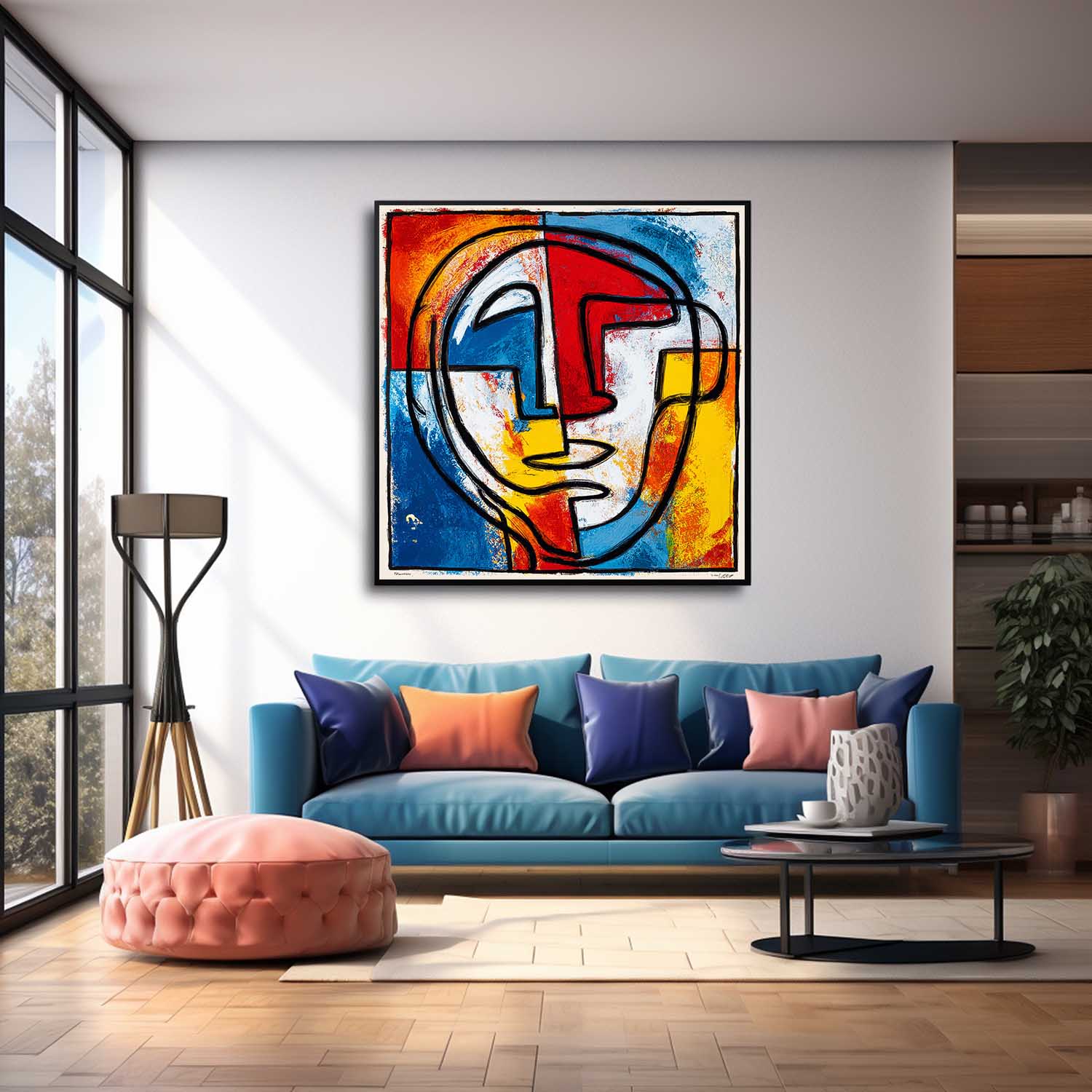 Large Graffiti Face Wall Art Abstract Portrait Oil Painting On Canvas Original Colorful Face Painting