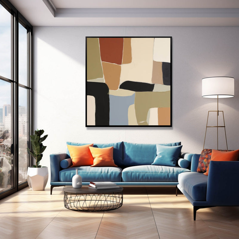 Square Abstract Oil Painting Colorful Large Acrylic Painting On Canvas Original Modern Wall Art For Living Room