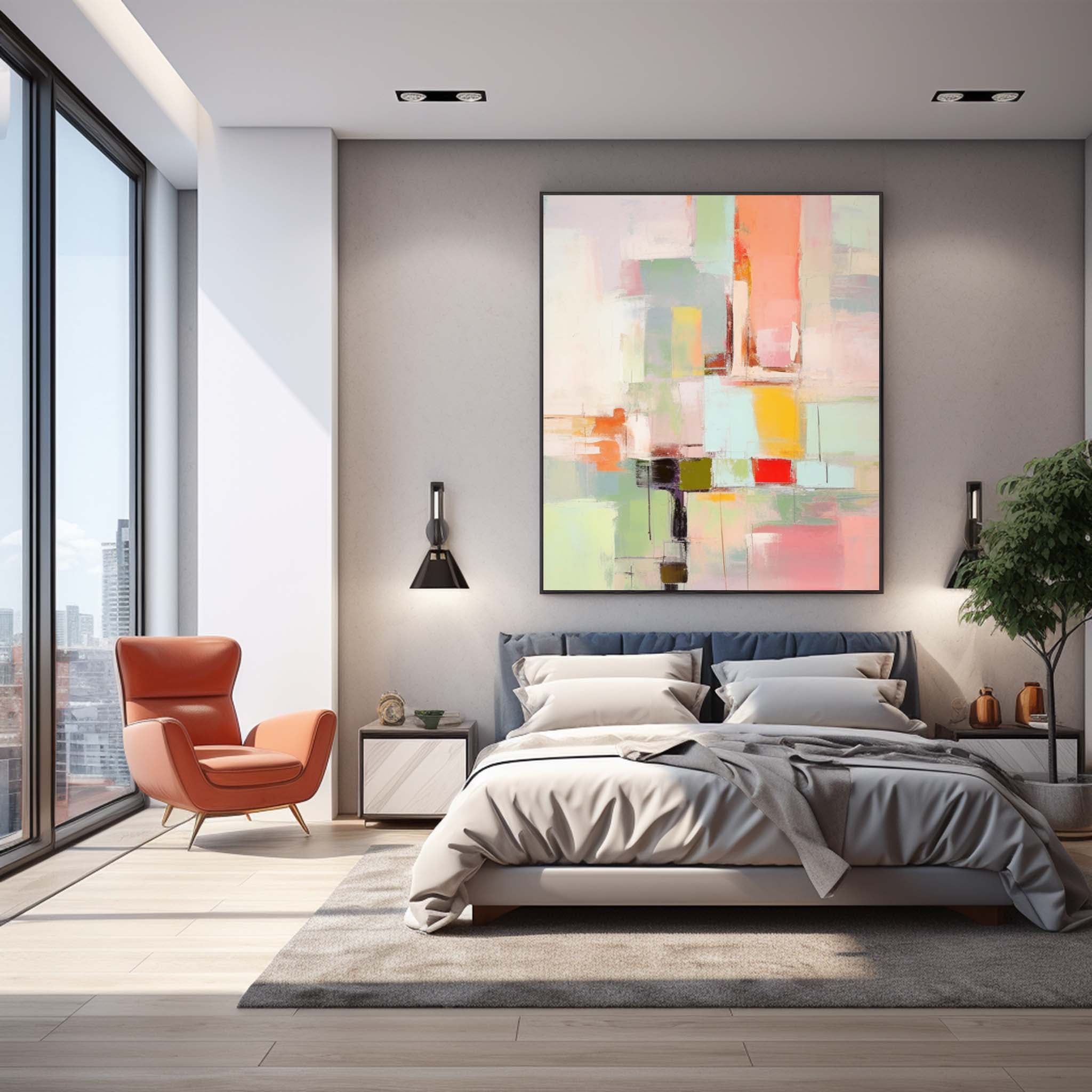 Vibrant colorful Large Original Abstract Oil Painting On Canvas Modern Texture Wall Art Home Decor
