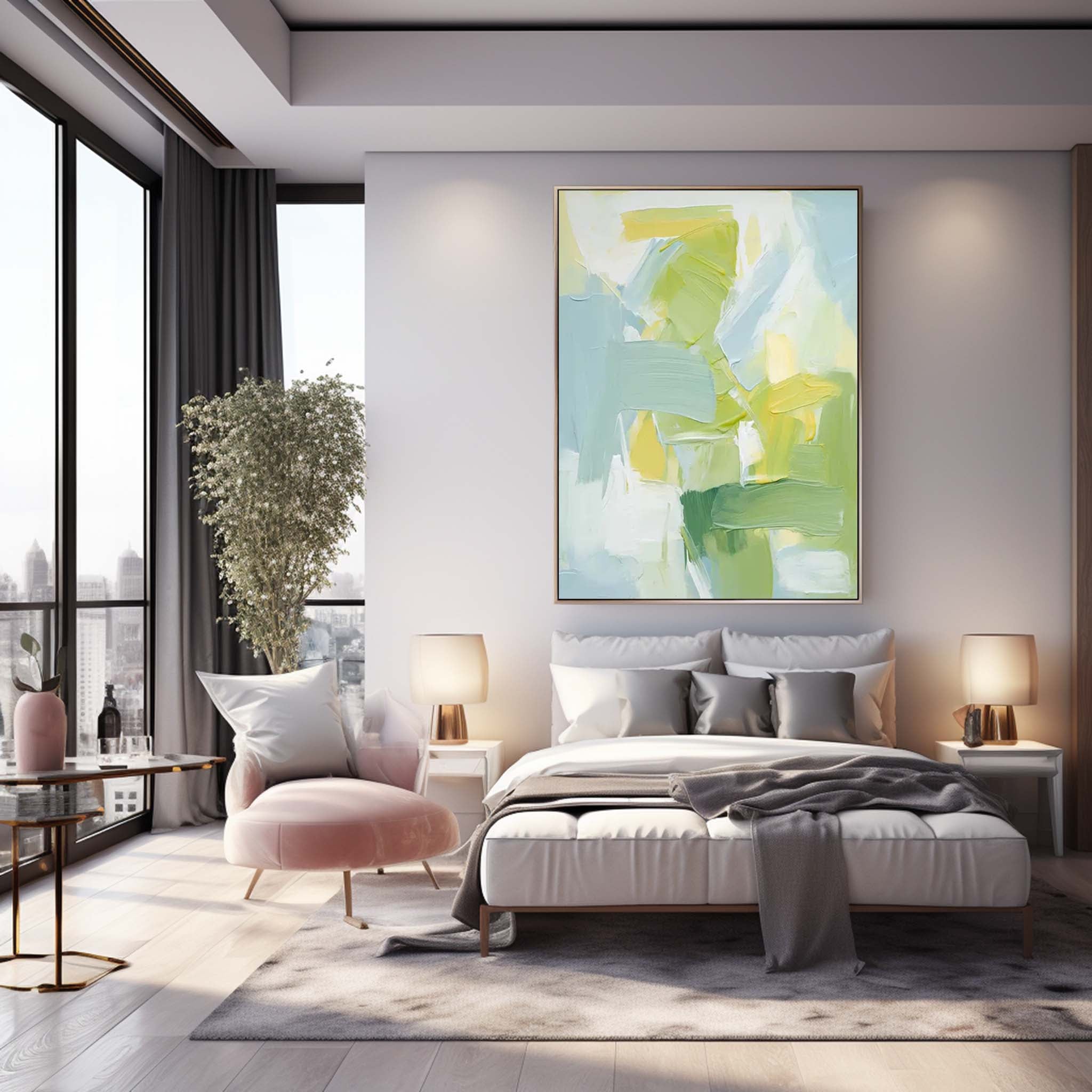 Bright Abstract Oil Painting On Canvas Modern Texture Wall Art Large Original Painting For Living Room