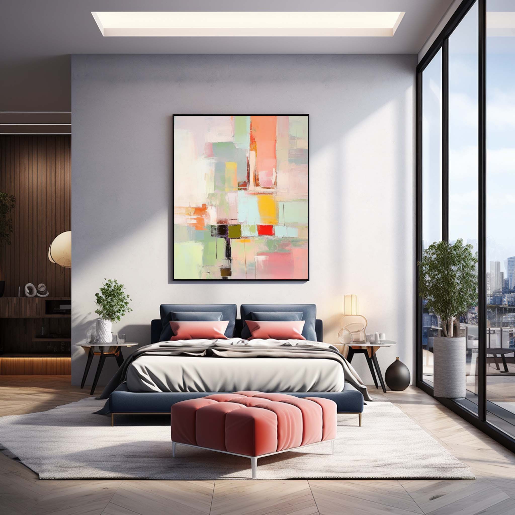 Vibrant colorful Large Original Abstract Oil Painting On Canvas Modern Texture Wall Art Home Decor