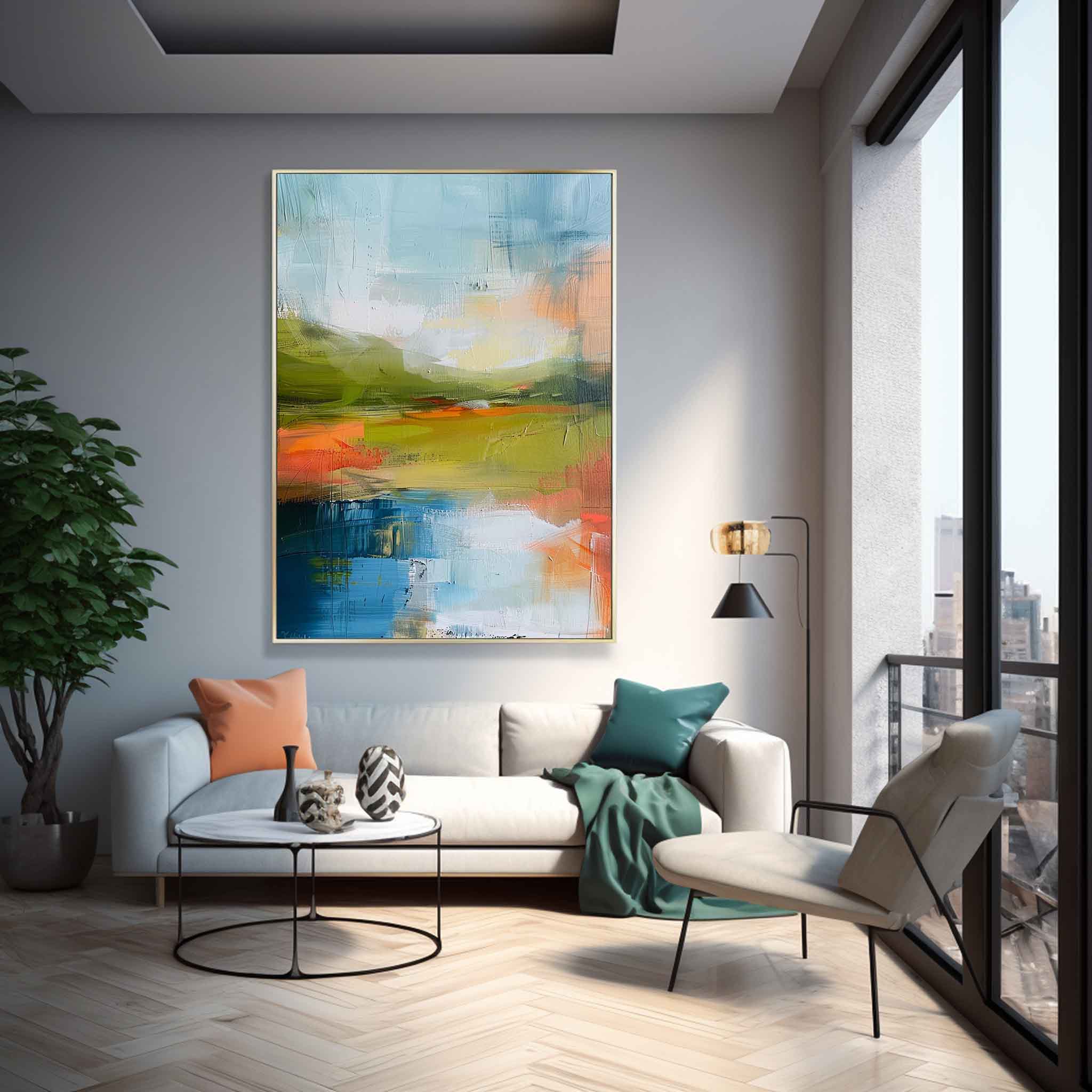 Large Abstract Painting On Canvas Modern Landscape Wall Art Original Scenery Painting For Living Room