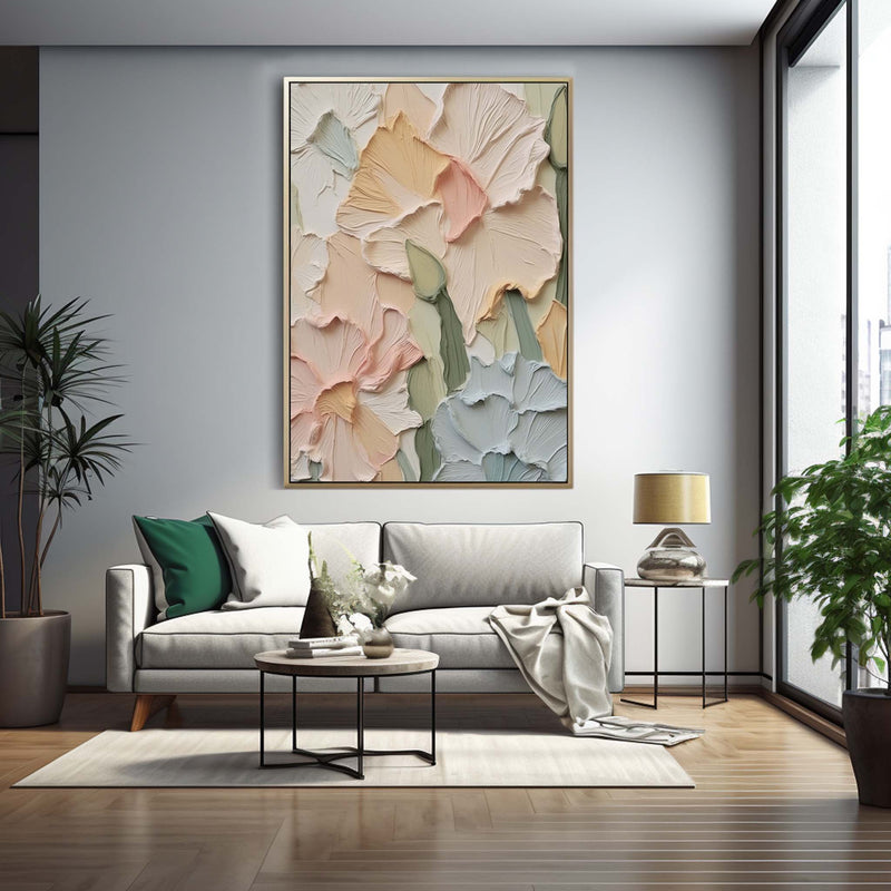 Coloeful Large Textured Floral Acrylic Painting Original Flower Wall Art Modern Painting Canvas For Living Room
