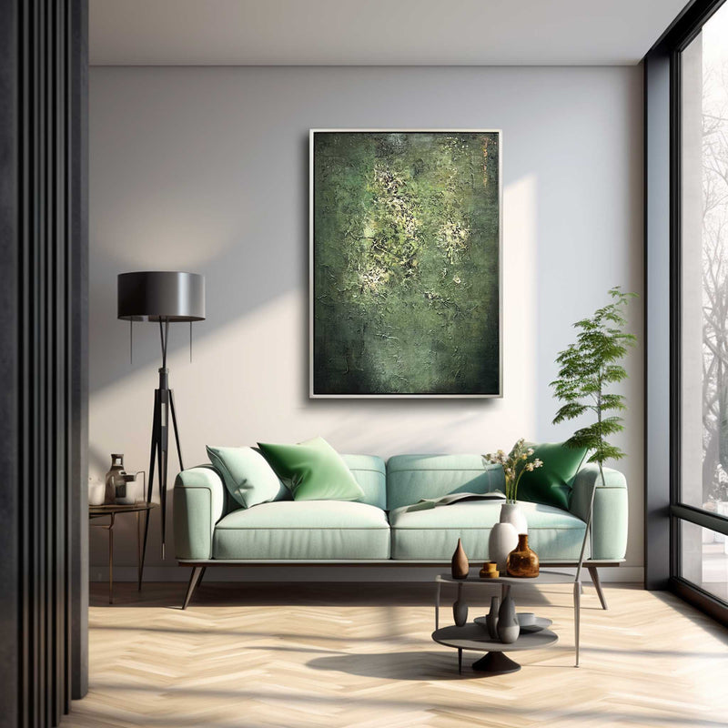 Green Modern Wall Art Large Original Texture Abstract Oil Painting On Canvas For Living Room