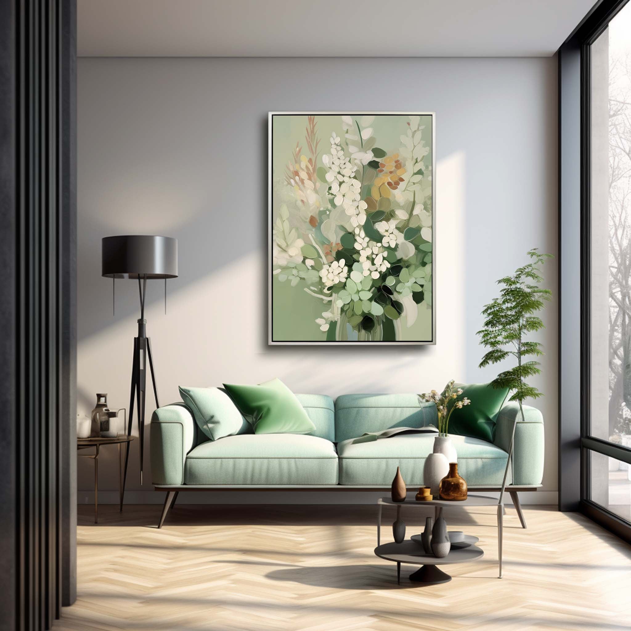 Large Textured Modern Floral Oil Painting On Canvas Home Warm Green Floral Acrylic Painting Original Flower Wall Art Decor