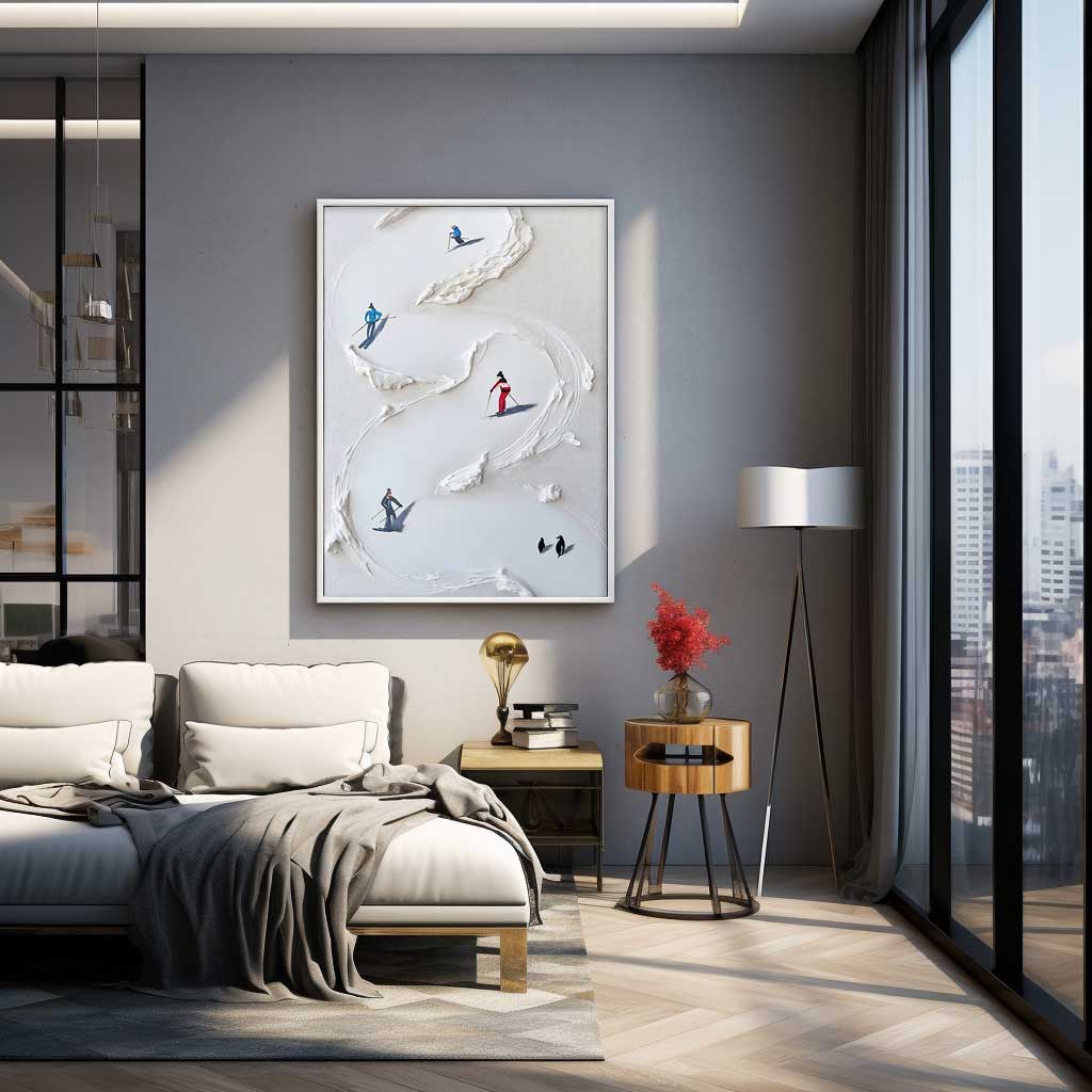 Large Original Ski Painting Modern Texture Wall Art White Abstract Oil Painting On Canvas Home Decor