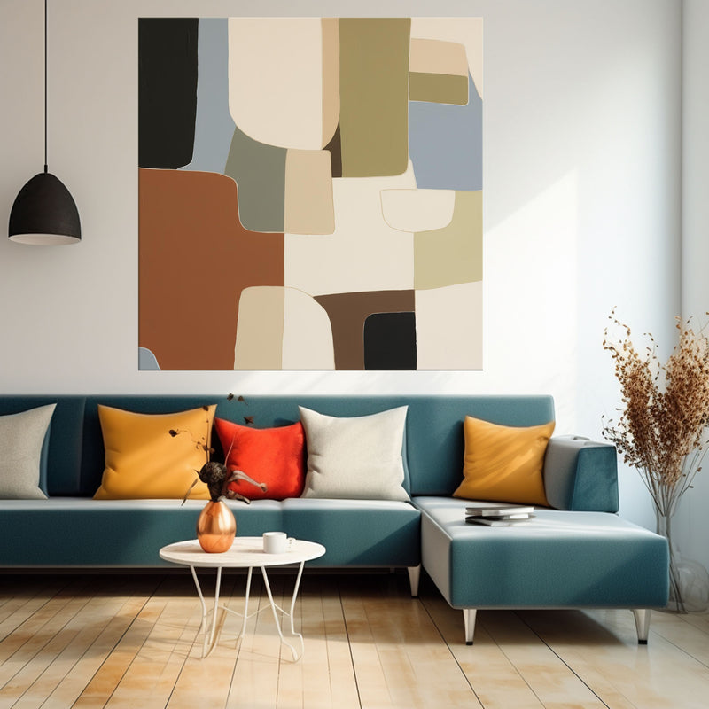 Original Modern Wall Art Square Abstract Texture Oil Painting Colorful Large Acrylic Painting On Canvas Home Room
