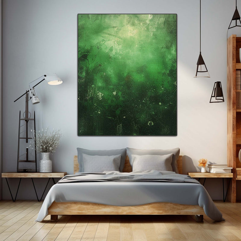 Large Original Abstract Oil Painting On Canvas Green Modern Texture Wall Art For Living Room