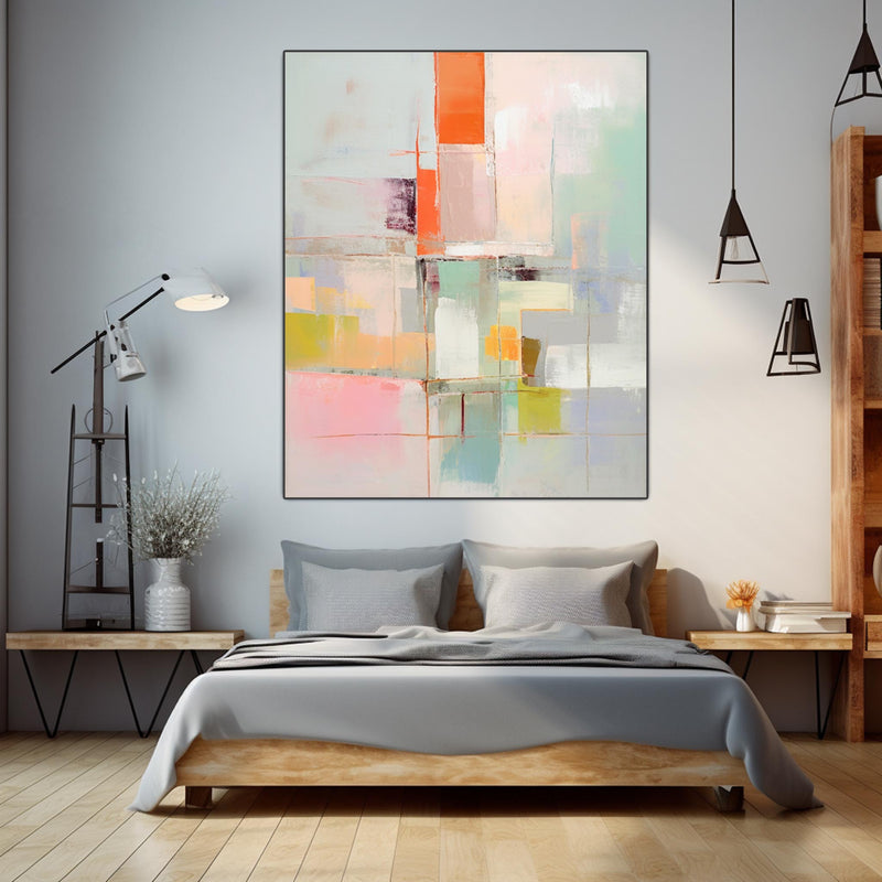 Large Original Abstract Oil Painting On Canvas Vibrant colorful Modern Texture Wall Art For Living Room