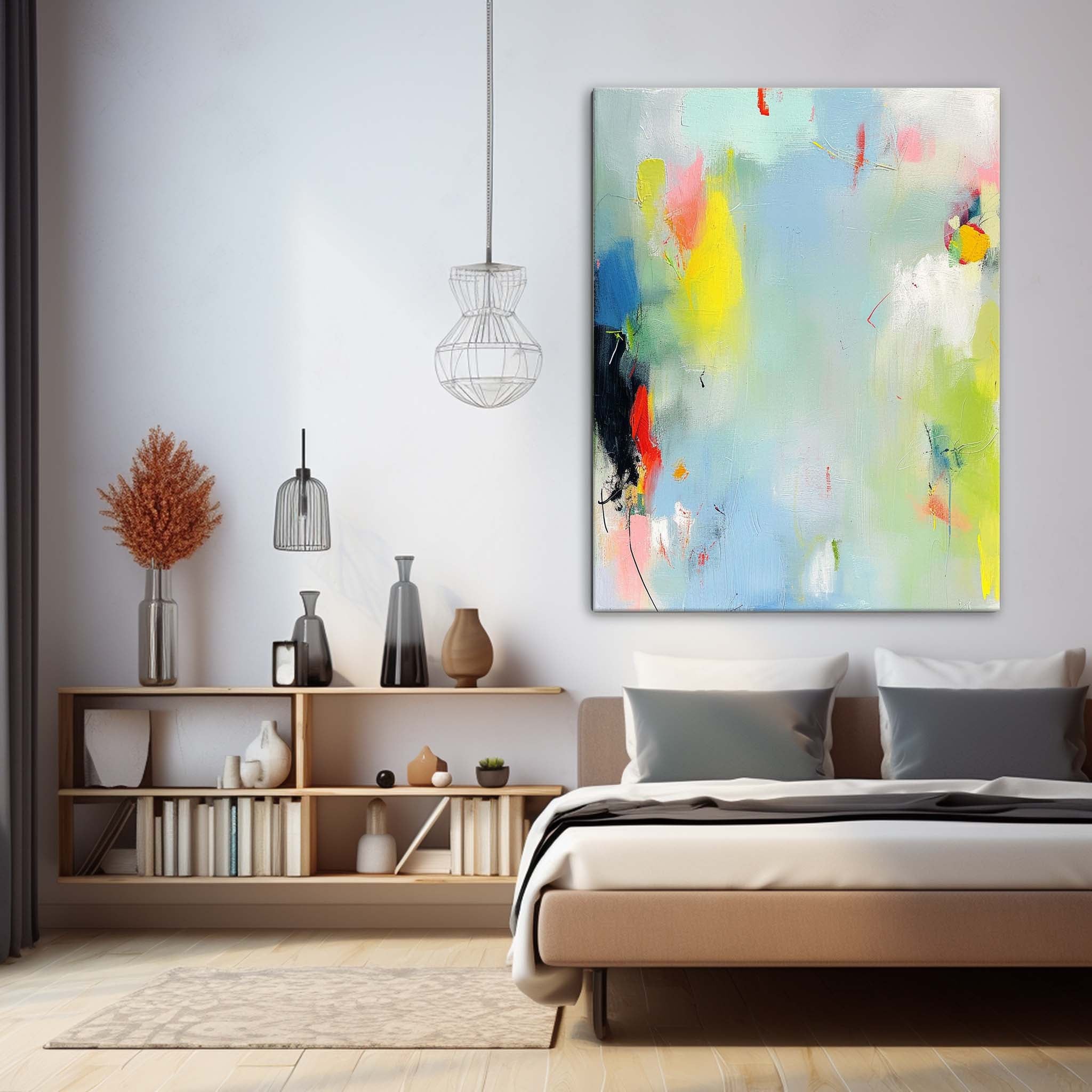 Quality Large Original Abstract Oil Painting On Canvas Modern Vibrant Colorful Wall Art For Living Room
