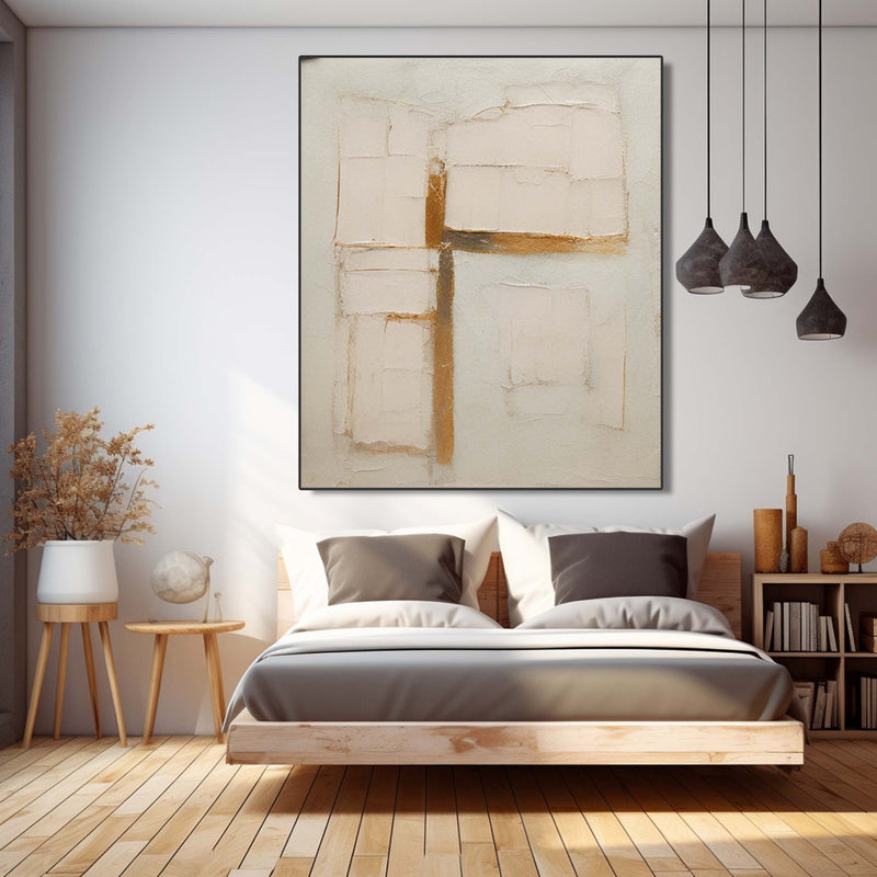 Beige Large Original Abstract Oil Painting On Canvas Modern Texture Wall Art Home Decor