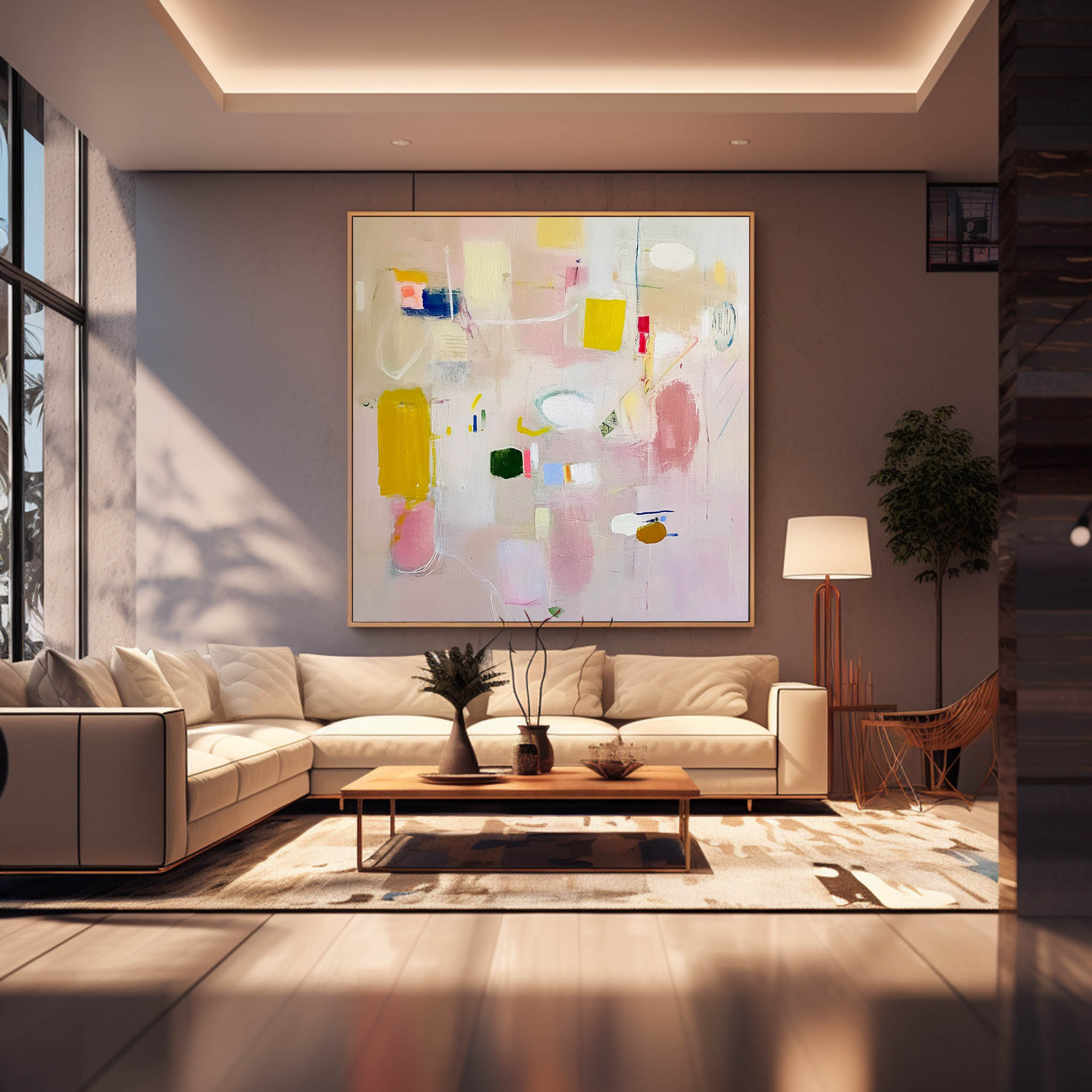 Bright Pink Abstract Painting Canvas Original Abstract Art For Sale Contemporary Cute New Painting Home Decor