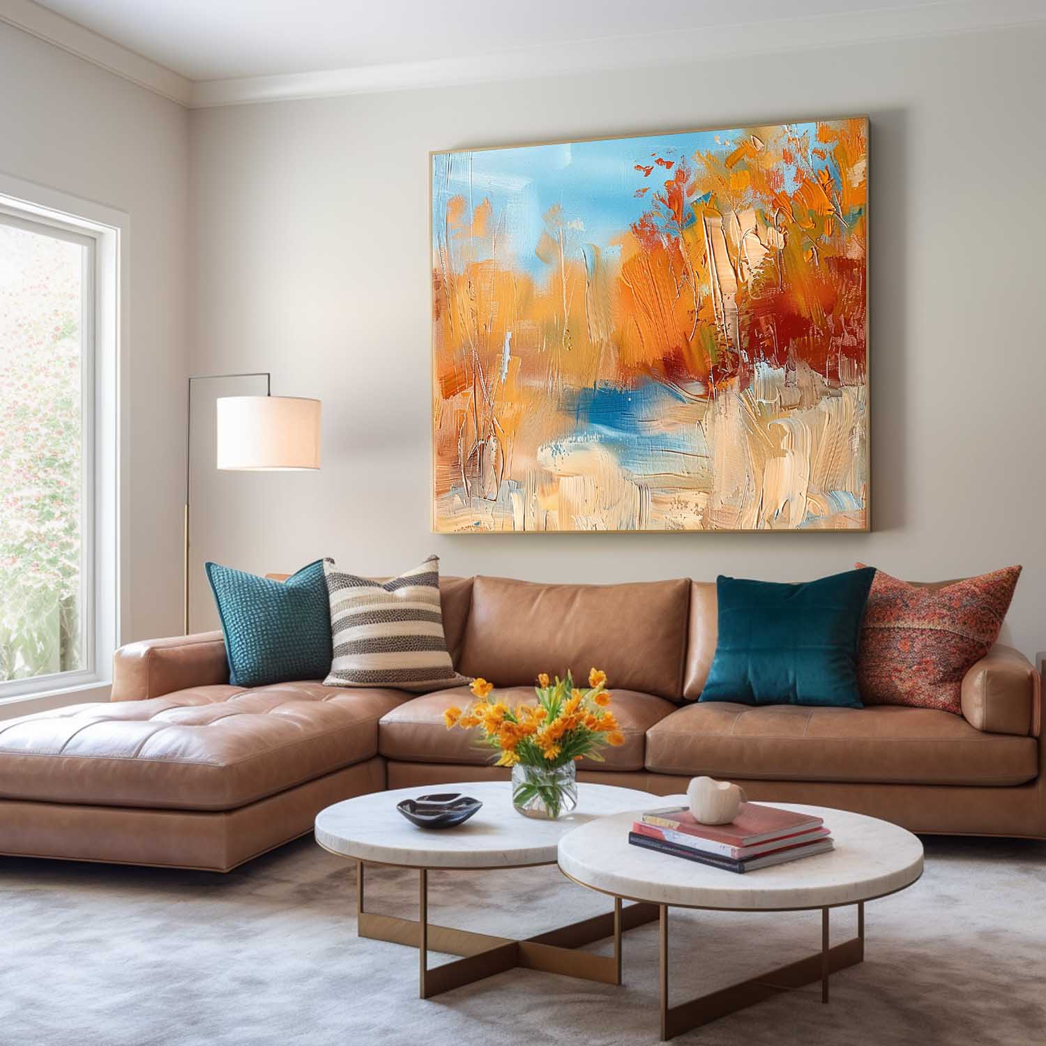 Color Abstract Landscape Oil Painting On Canvas Framed Texture High Quality Wall Art Original Scenery Artwork