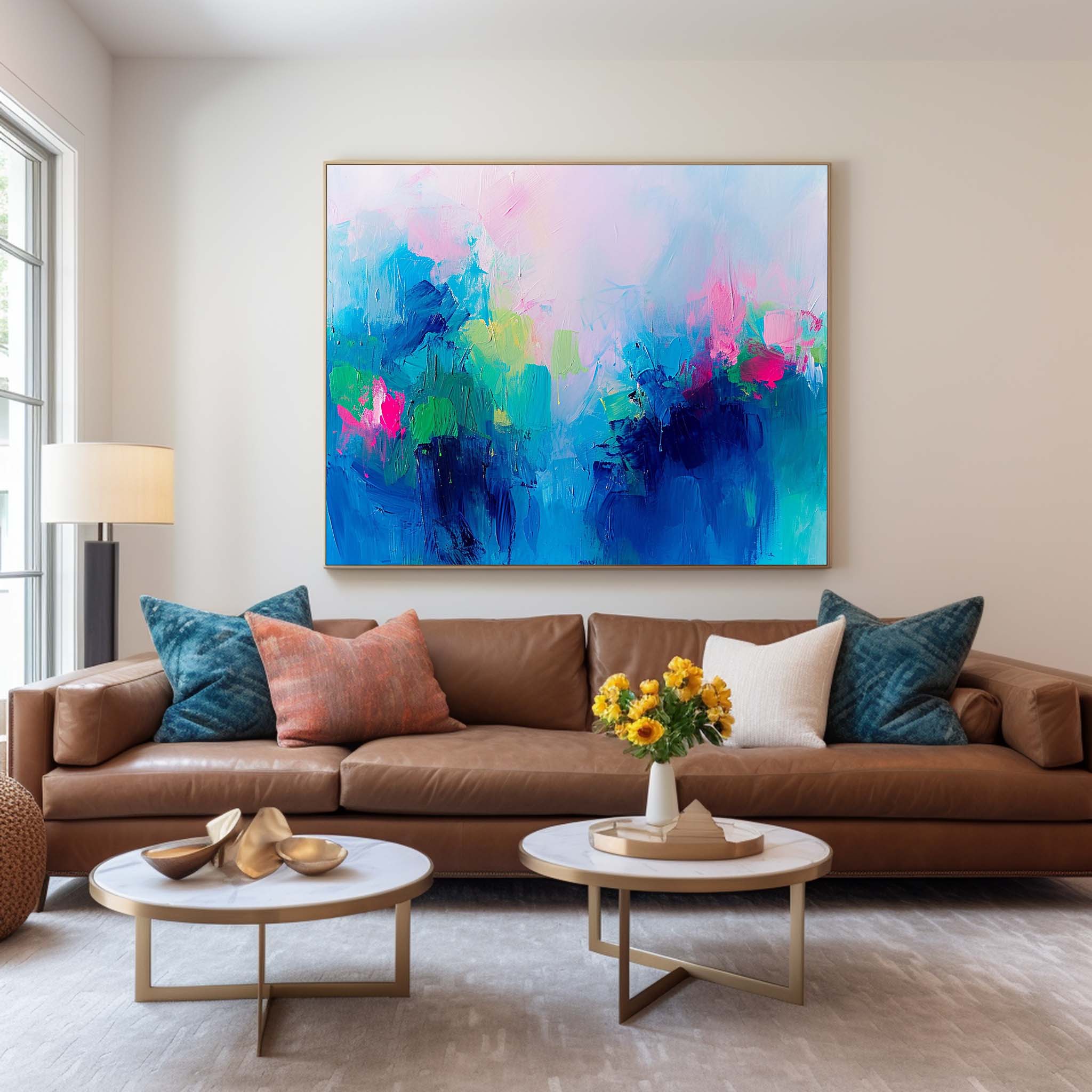 Original Wall Art Vibrant Blue Buy Abstract Paintings Online Large Ink Abstract Oil Painting For Living Room