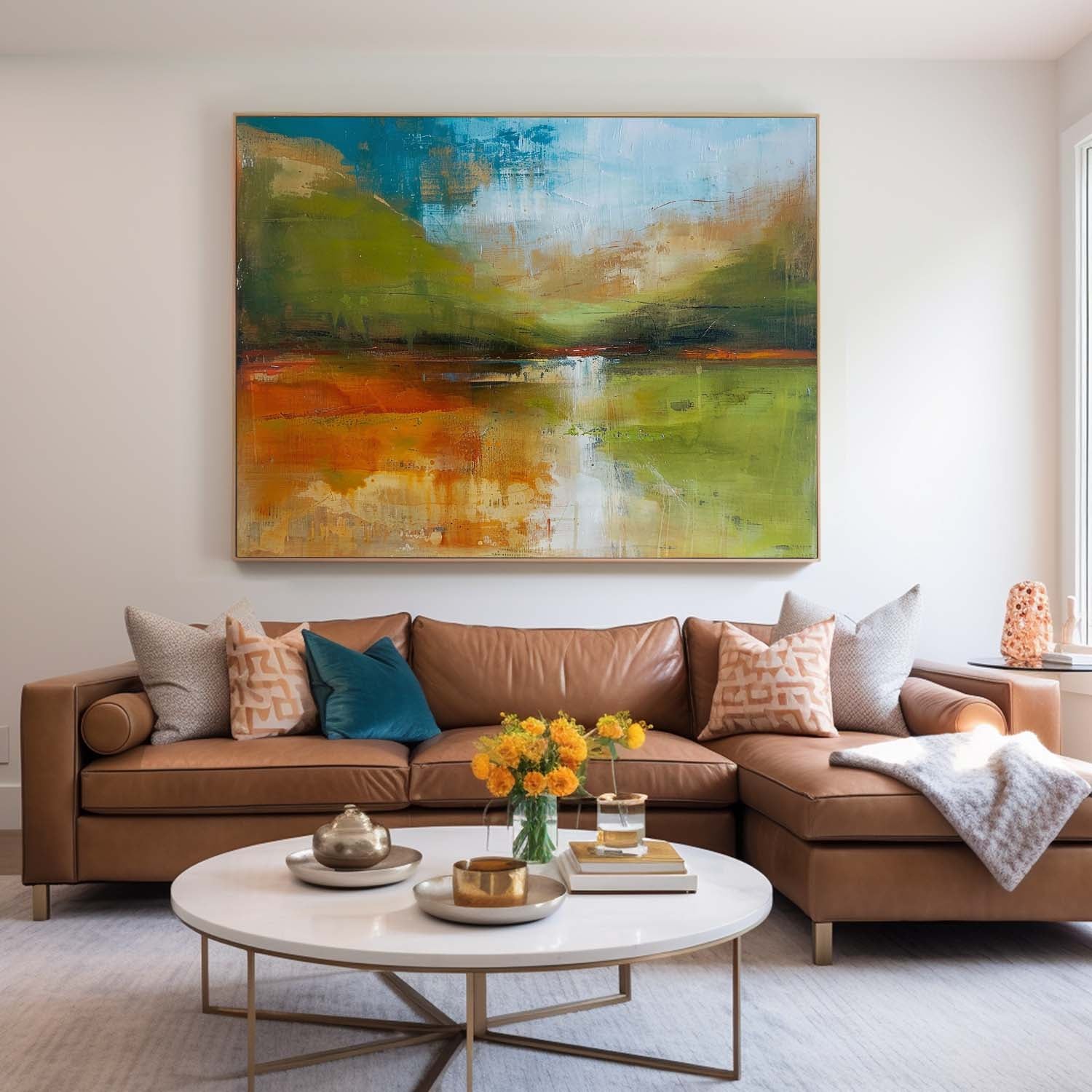 Warm Color Abstract Landscape Oil Painting On Canvas Original Scenery Painting For Living Room Wall Art Decor