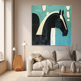 Modern Minimalist Horse Canvas Oil Painting Original Impressionist Horse Wall Art Large Animal Artwork Home Decor