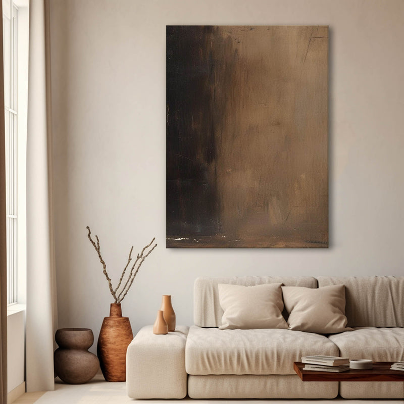 Brown Modern Minimalist  Wall Art Large Original Abstract Oil Painting On Canvas For Living Room