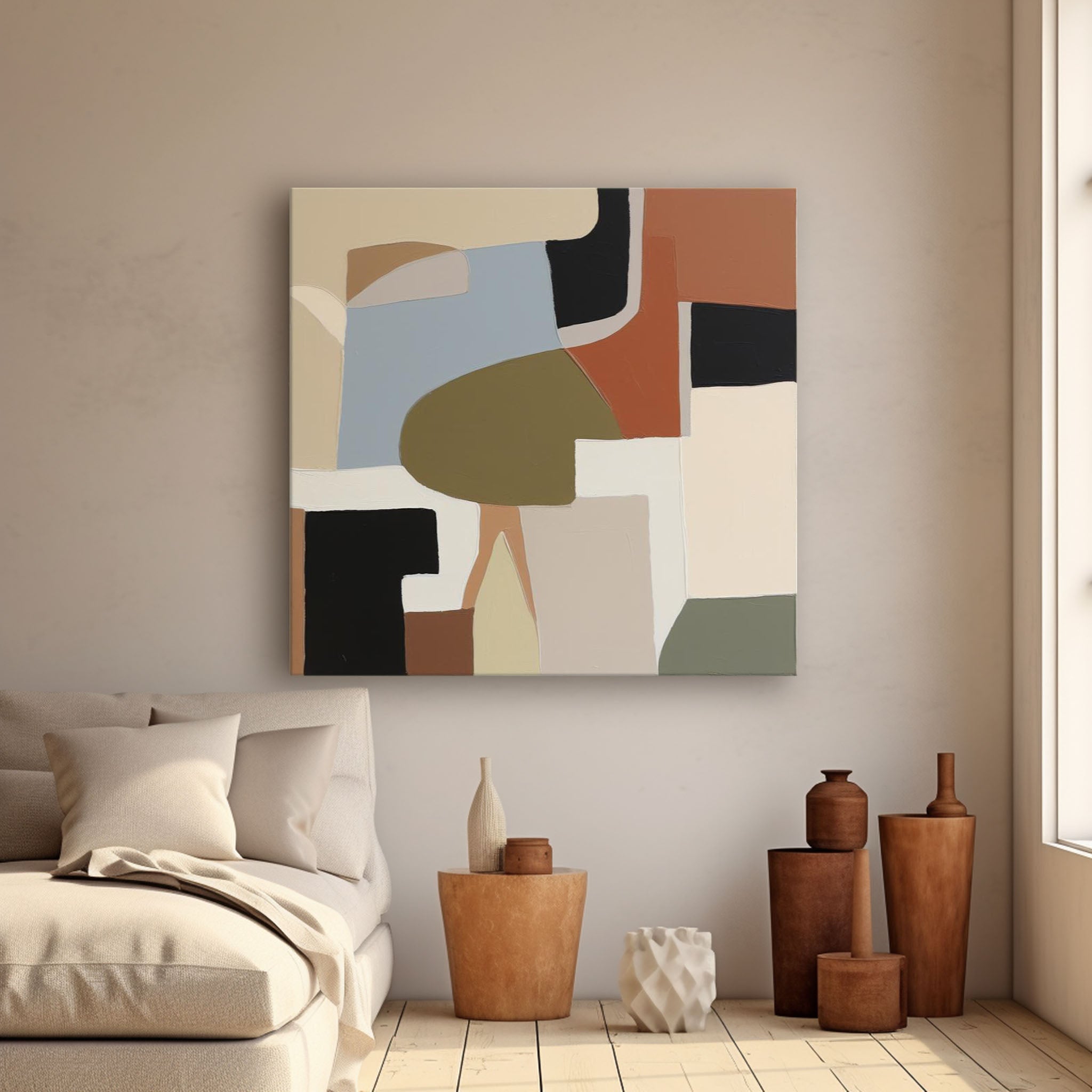 Square Abstract Oil Painting Farme Large Acrylic Painting On Canvas Original Modern Wall Art For Living Room