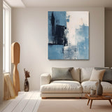 Blue Modern Texture Wall Art Large Original Abstract Oil Painting On Canvas For Living Room