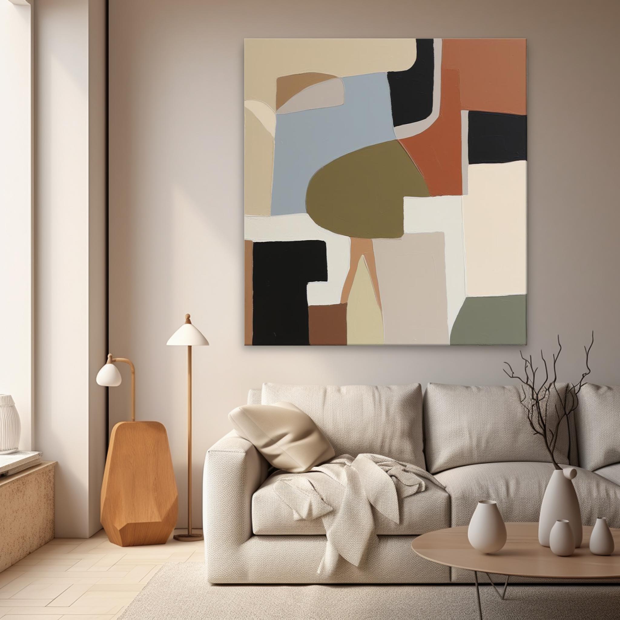 Square Abstract Oil Painting Farme Large Acrylic Painting On Canvas Original Modern Wall Art For Living Room