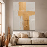 Beige And Gold leaf Color Large Original Abstract Oil Painting On Canvas Modern Texture Wall Art Home Decor
