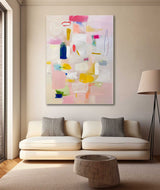 Modern Vibrant Pink Colorful Wall Art Quality Large Original Abstract Oil Painting On Canvas For Living Room