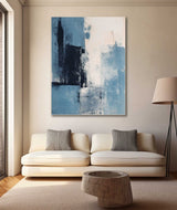 Blue Modern Texture Wall Art Large Original Abstract Oil Painting On Canvas For Living Room