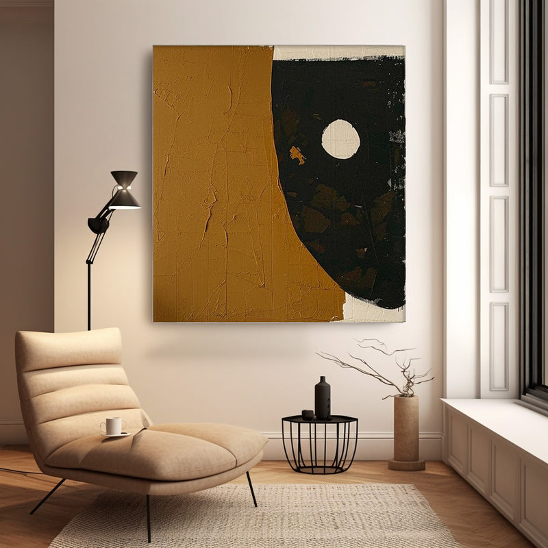 Brown Modern Minimalist Canvas Painting Acrylic Large High Quality Abstract Wall Art Framed Wall Decor