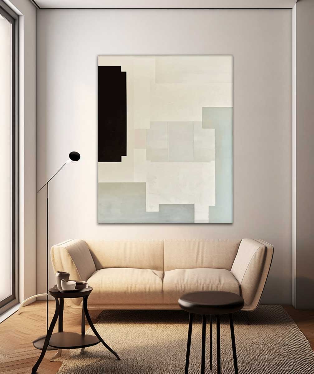 Original Abstract Oil Painting On Canvas Modern Wall Art Large Geometric Acrylic Painting Framed Home Decor