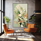 Texture Vibrant Green Long Version Large Abstract Oil Painting Original Flower Wall Art For Living Room