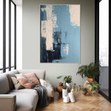 Large Original Abstract Oil Painting On Canvas Blue Modern Texture Wall Art For Living Room