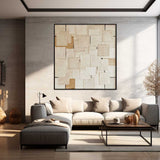 Modern Texture Geometry Abstract Acrylic Painting On Canvas Large Beige Minimalist Art Original  Wall Art For Living Room