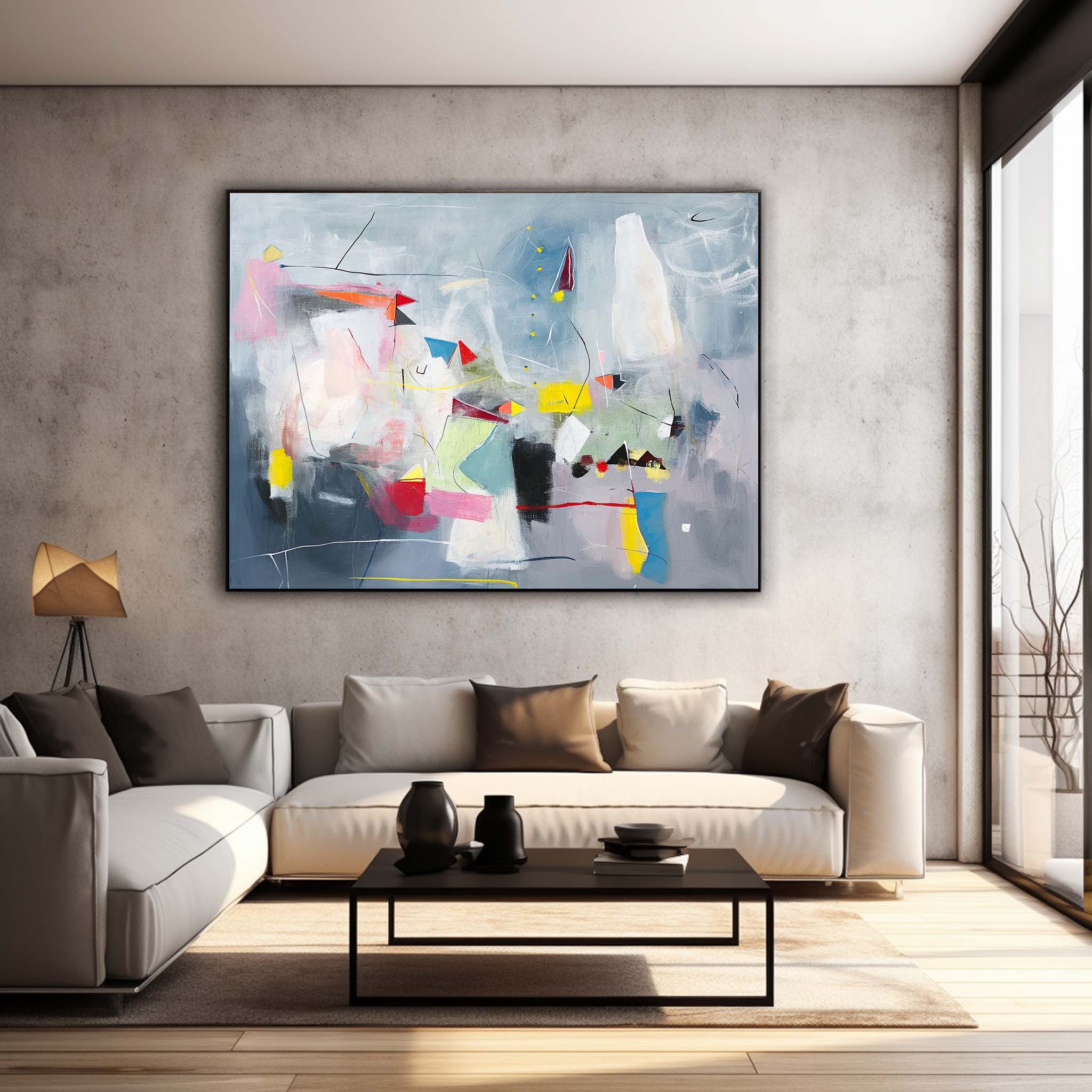 Acrylic Modern Abstract Art Framed Extra Large Canvas Paintings For Living Room