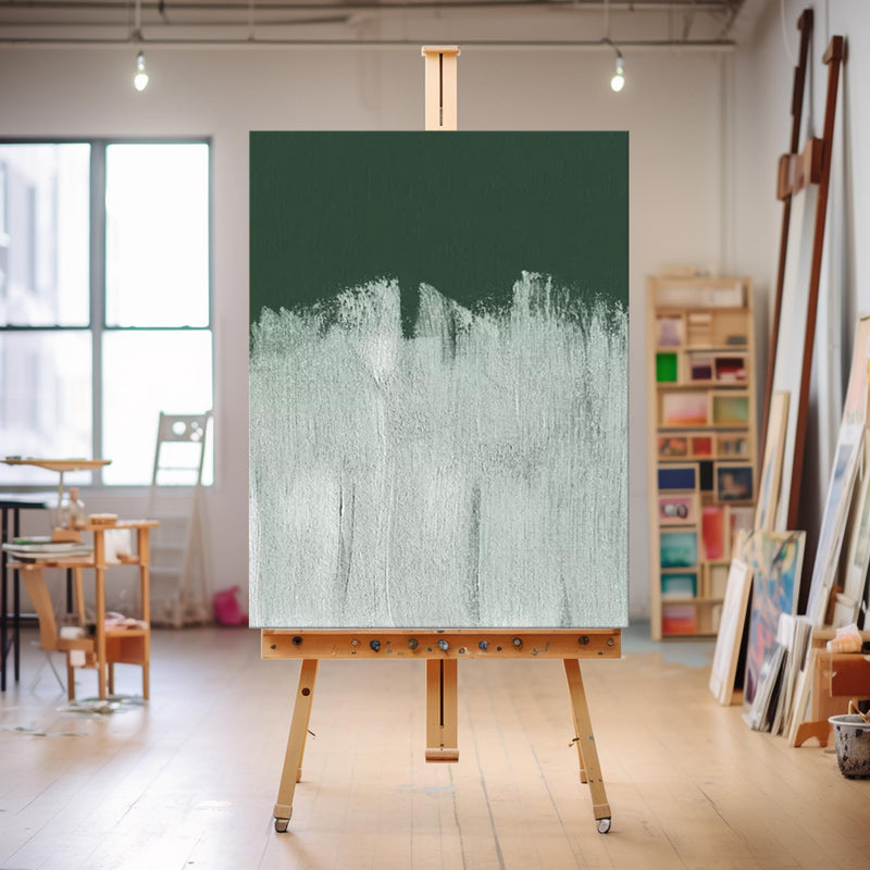 Green And White Large Original Abstract Oil Painting On Canvas Modern Wall Art For Living Room
