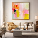 Framed Acrylic Bright Modern Abstract Canvas Painting Oversized Abstract Wall Art For Sale