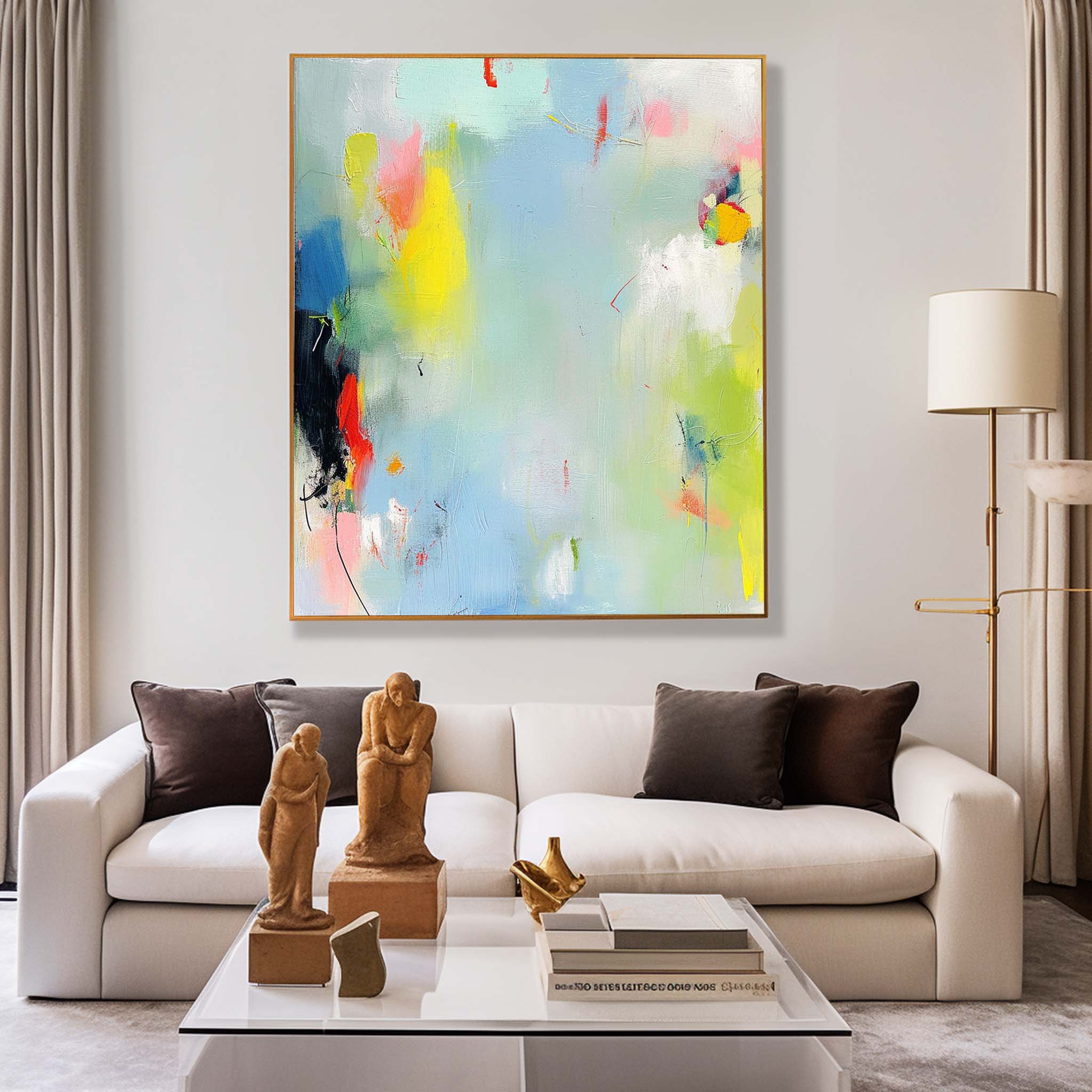 Quality Large Original Abstract Oil Painting On Canvas Modern Vibrant Colorful Wall Art For Living Room