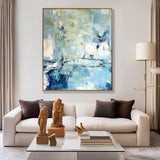 Quality Large Original Abstract Oil Painting On Canvas Modern Blue Wall Art For Living Room