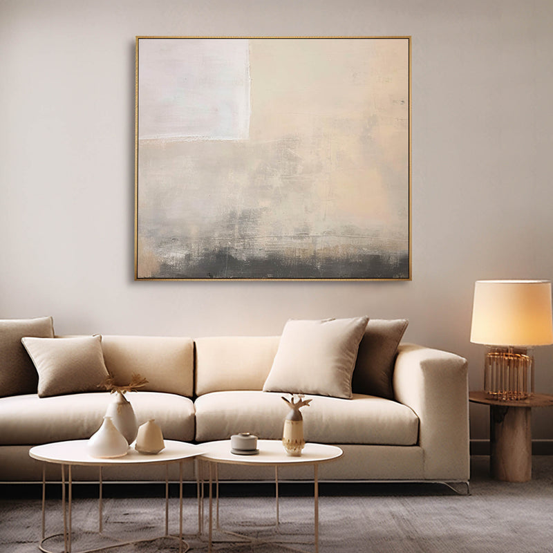 Beige Modern Acrylic Painting Large Abstract Oil Painting Original Minimalist Wall Art For Living Room